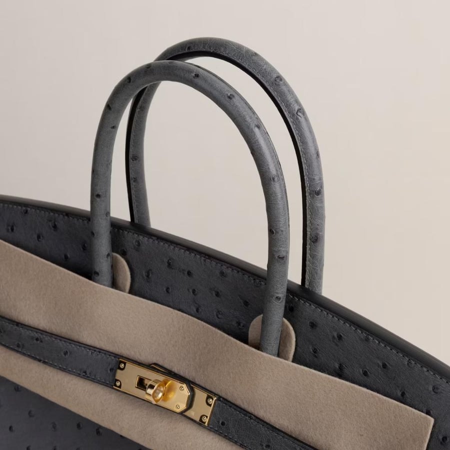 Birkin 35cm Ostrich 0L Gris meyer GHW