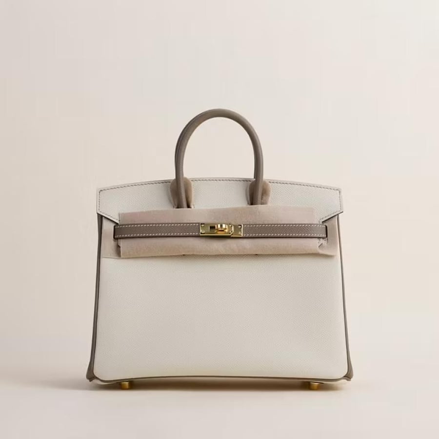 Birkin 25cm Epsom CC10 chalk/CC18 GHW tow