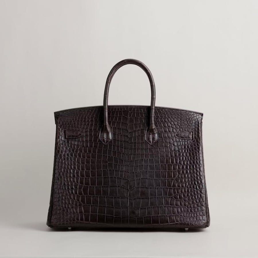 Birkin 35cm Matte Porosus Crocodile 47 Chocolate GHW