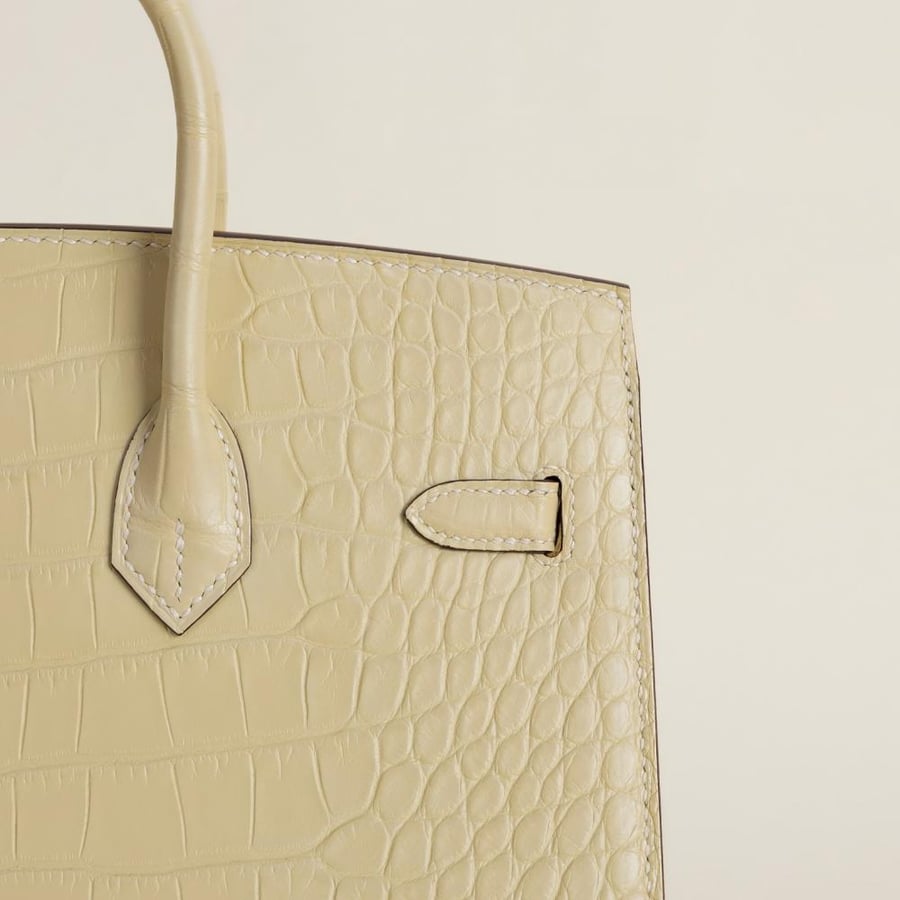 Birkin 25cm Sellier Matte Alligator Crocodile Y1 Vanille GHW