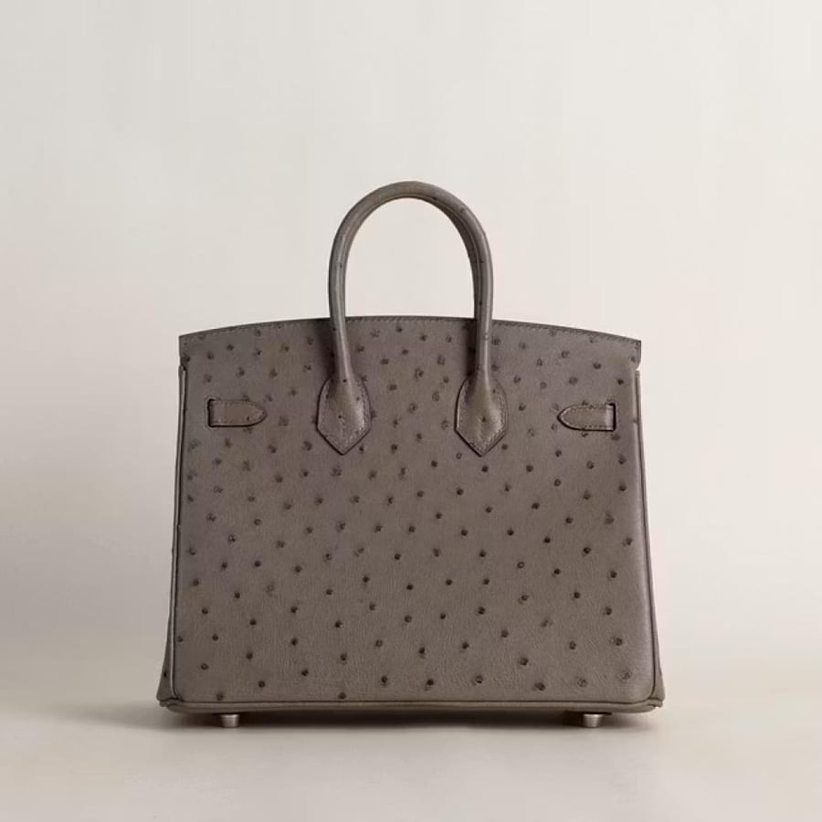 Birkin 25cm Ostrich 81 Gris tourterelle PHW