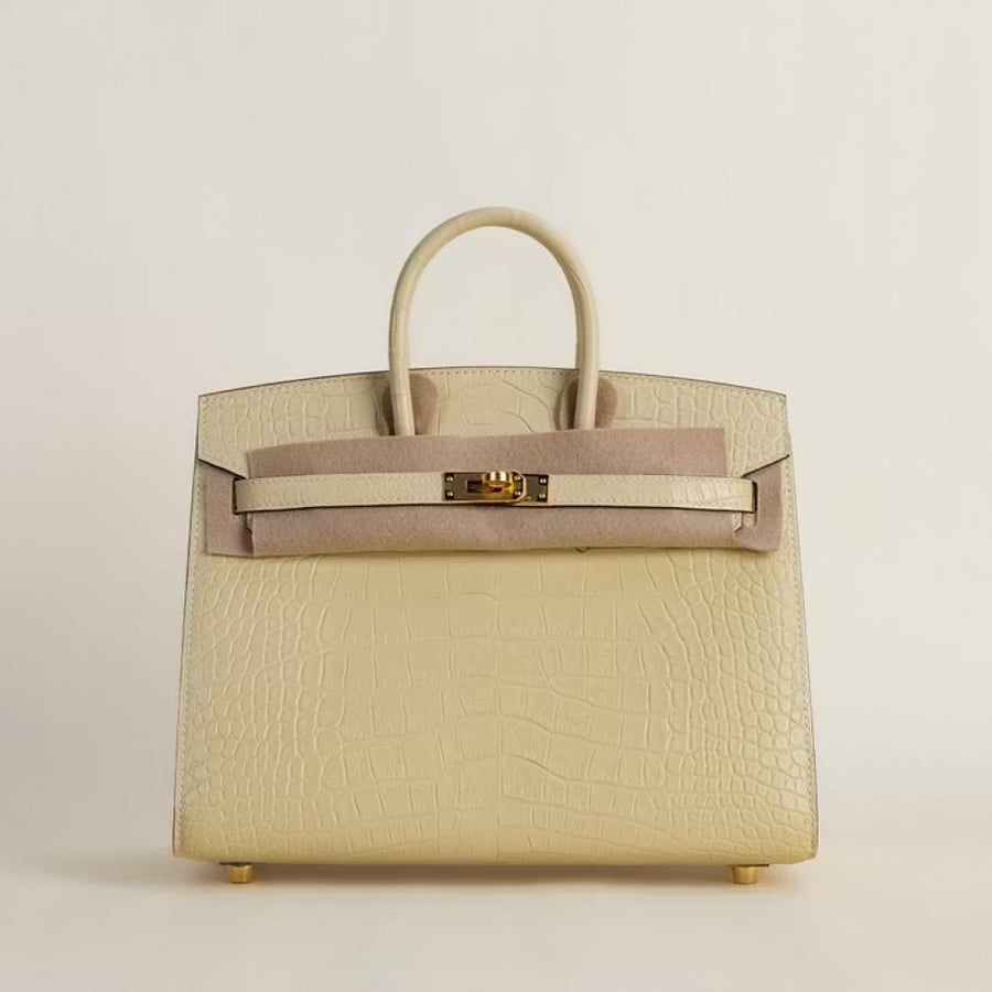 Birkin 25cm Sellier Matte Alligator Crocodile Y1 Vanille GHW