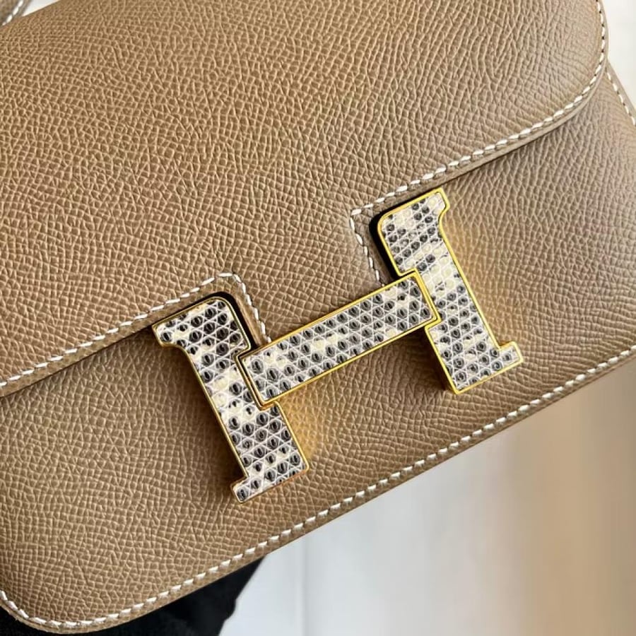 Constance 18CM Epsom 18 EtoupeLizard Gold