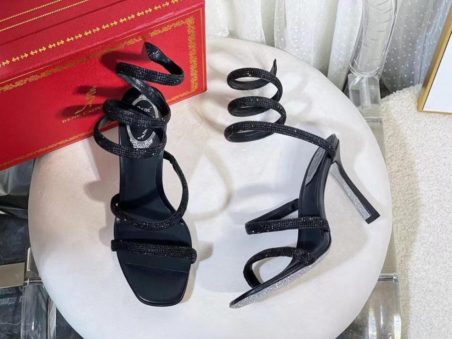 CLEO BLACK SANDAL WITH BLACK CRYSTALS 105