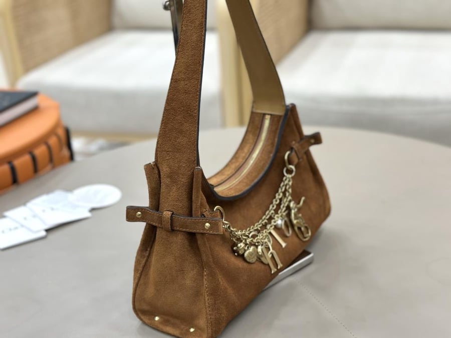 Chloe Charms Small Suede Hobo Bag