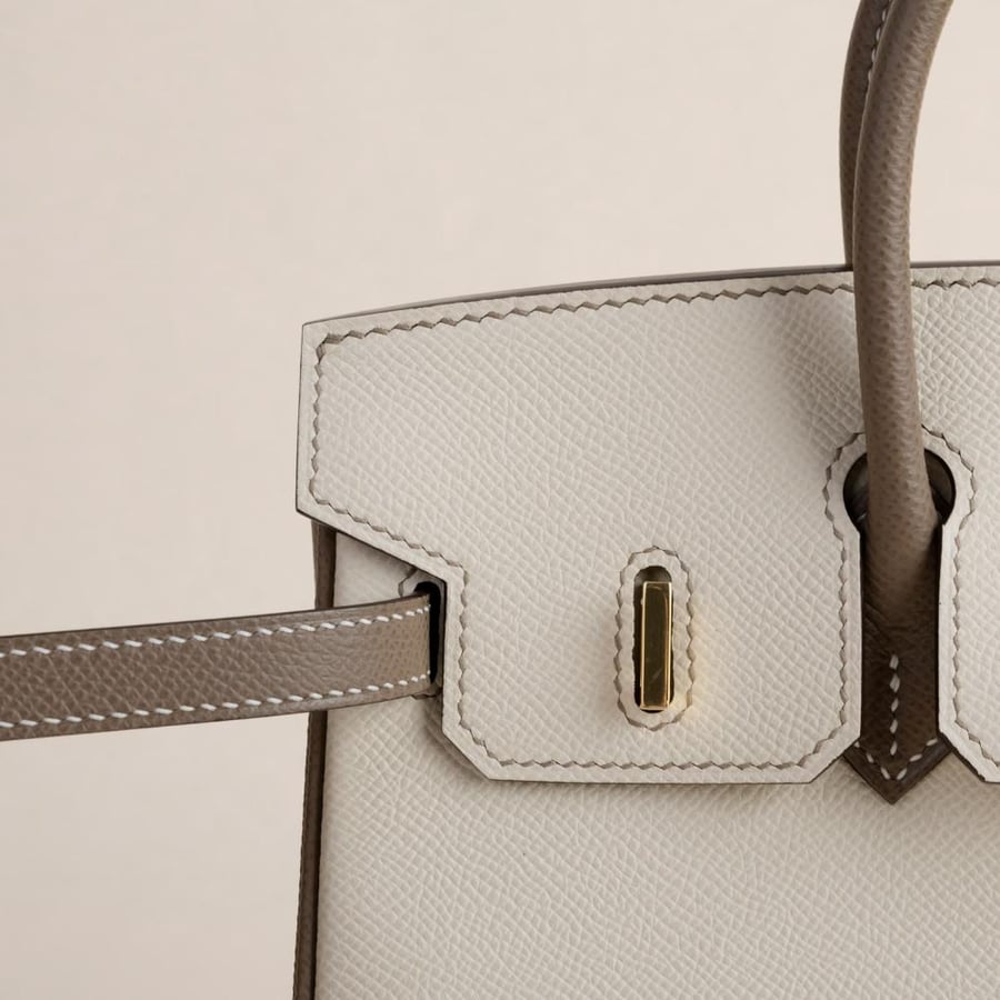 Birkin 25cm Epsom CC10 chalk/CC18 GHW tow