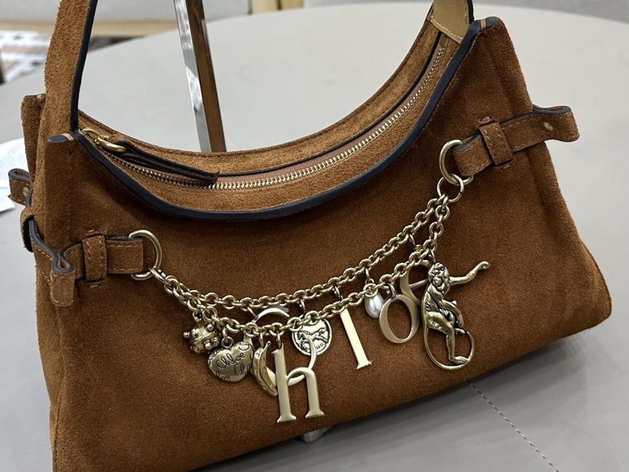 Chloe Charms Small Suede Hobo Bag
