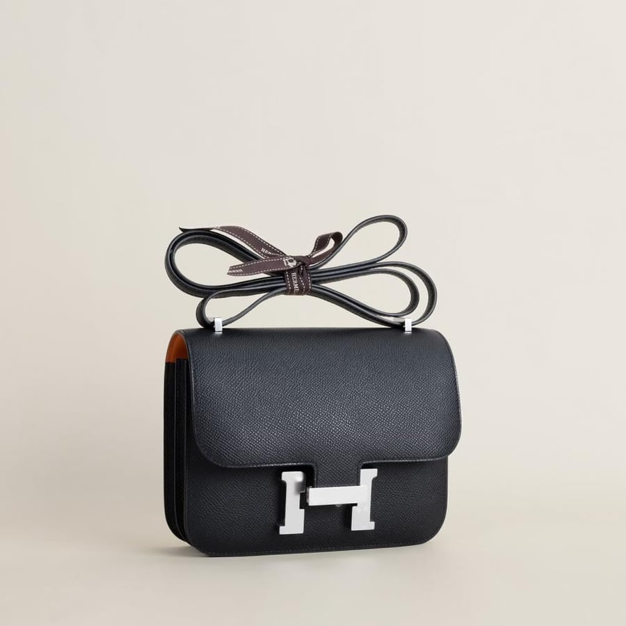 Constance 18CM Epsom 89 Noir/Orange PHW