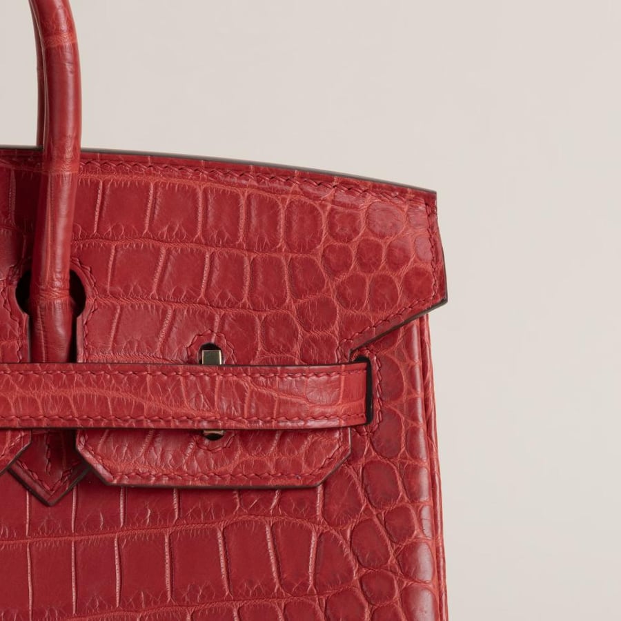 Birkin 25cm Matte Porosus Crocodile Q5 Red Jacket GHW