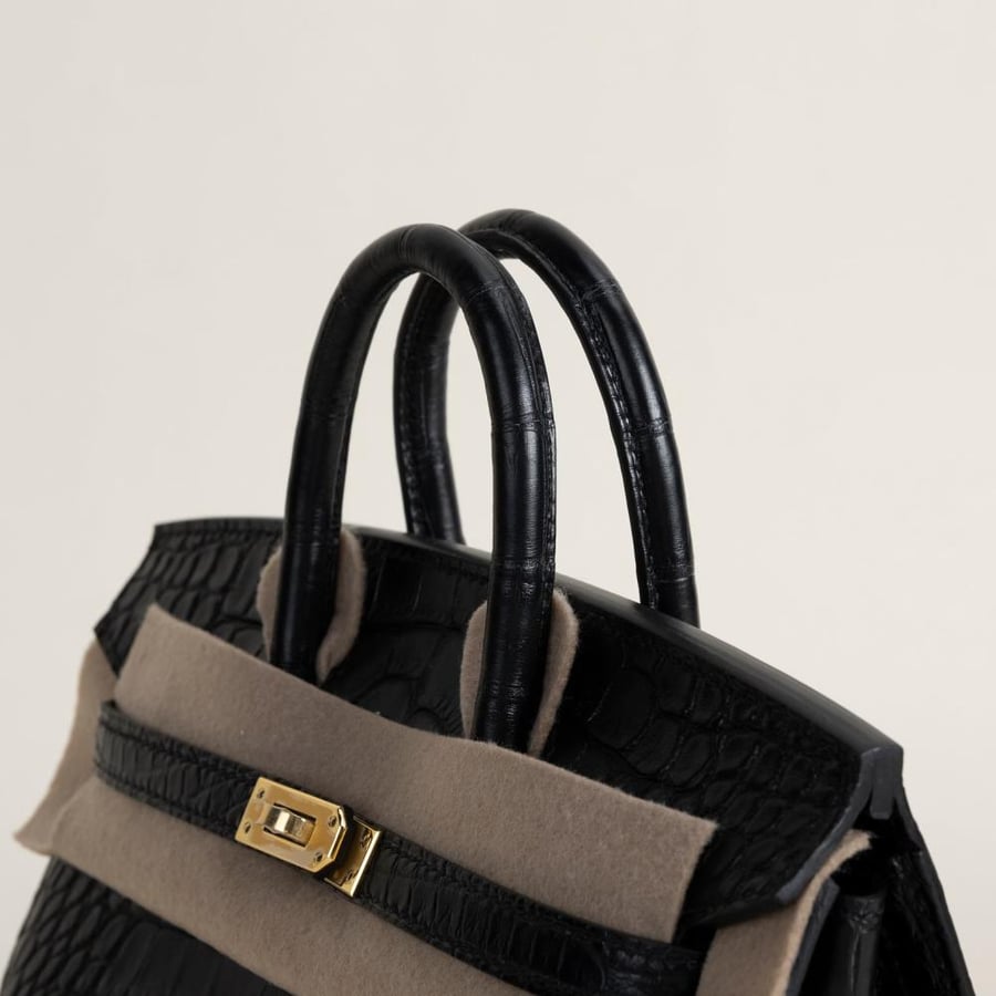 Birkin 20cm Matte Alligator Crocodile 89 Noir GHW