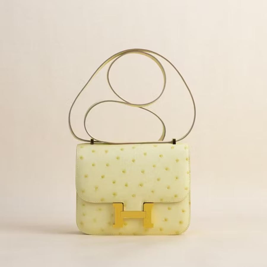 Constance 18CM Ostrich 0Y Limoncello GHW