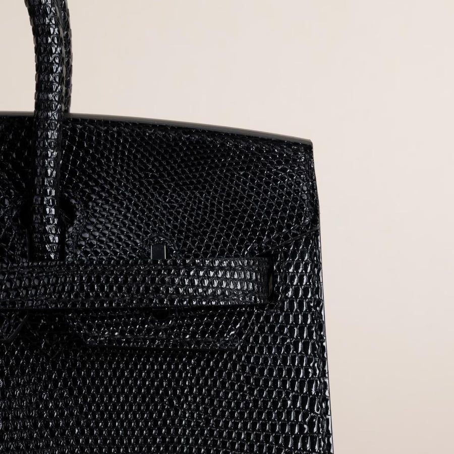 Birkin 20cm Sellier Lizard skin CK89 Noir PHW
