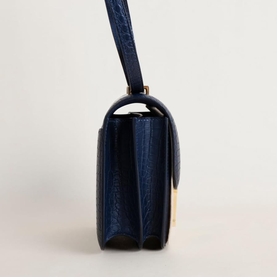 Constance 18CM Matte Alligator Crocodile 73 Sapphire Blue GHW