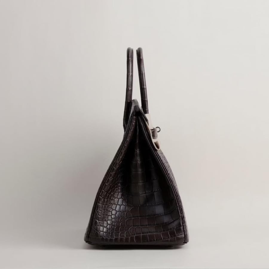 Birkin 35cm Matte Porosus Crocodile 47 Chocolate GHW