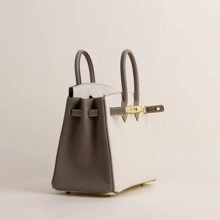 Birkin 25cm Epsom CC10 chalk/CC18 GHW tow