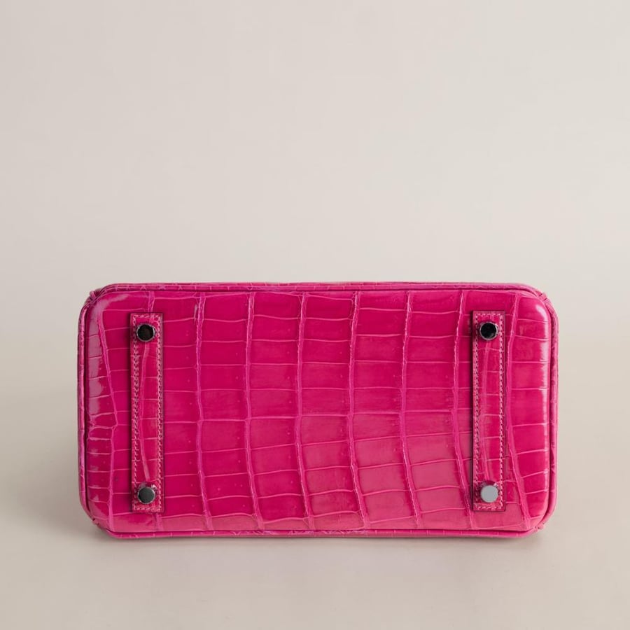 Birkin 25cm Shiny Niloticus crocodile E5 Rose tyrien PHW