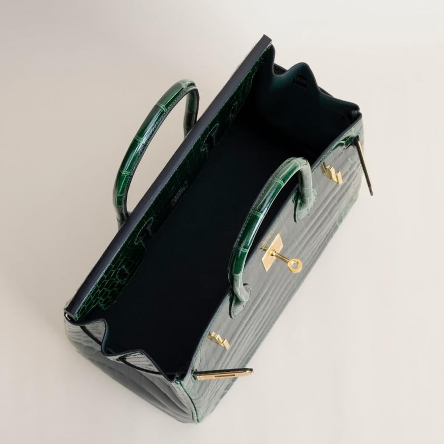 Birkin 30cm Shiny Niloticus crocodile 67 Vert fonce GHW