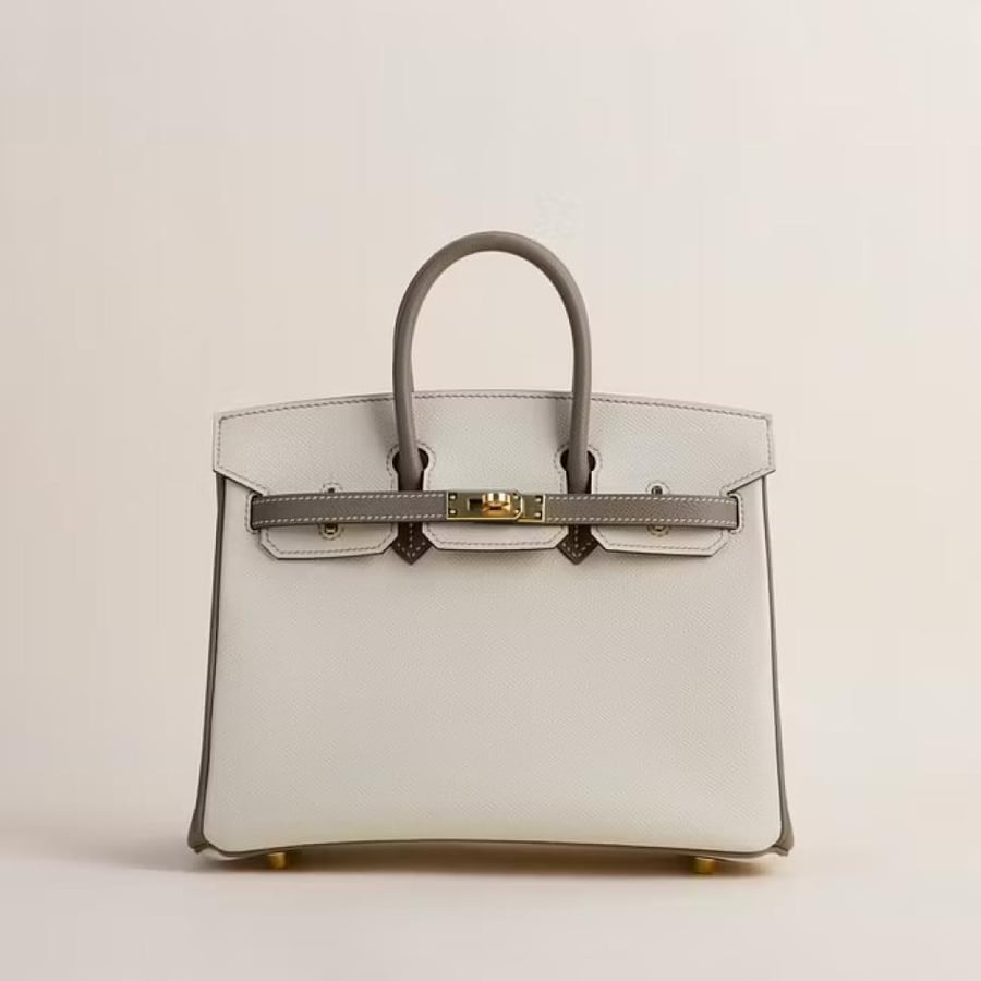 Birkin 25cm Epsom CC10 chalk/CC18 GHW tow