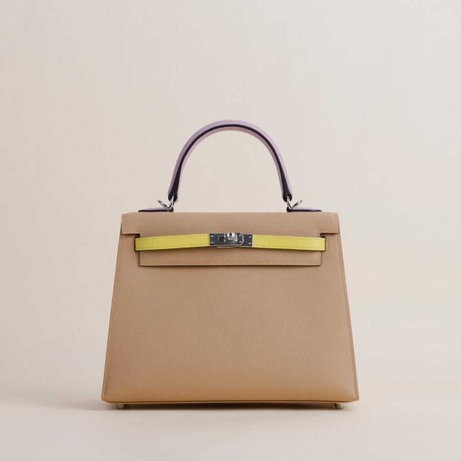 Kelly25 Epsom 0M Chai/1Z jaune poussin/X9 Mauve sylyestre