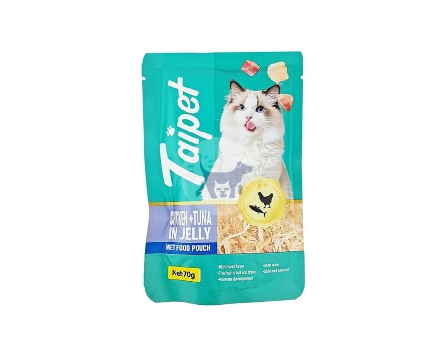 تاي بيت طعام رطب للقطط بالدجاج والتونة في الجيلي 70g