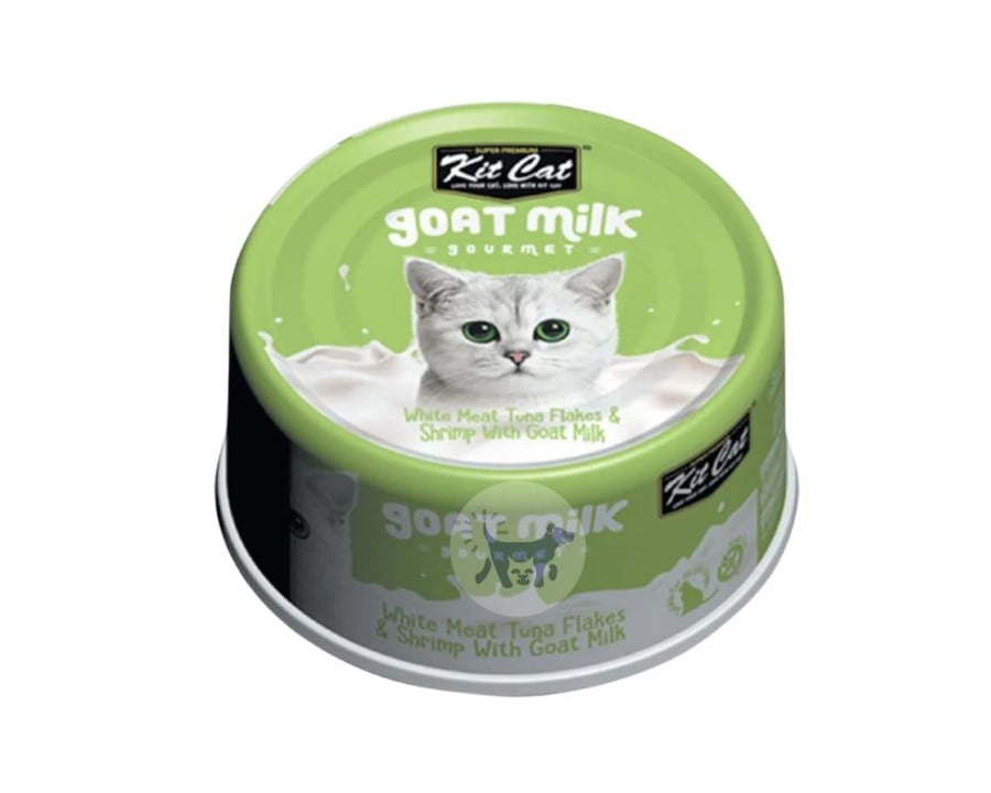 كت كات طعام رطب للقطط مع التونا البيضاء والجمبري وحليب الماعز 70g
