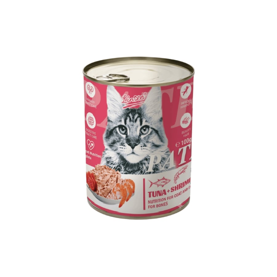 لينسن طعام رطب باتيه للقطط بالتونة و الربيان 375g