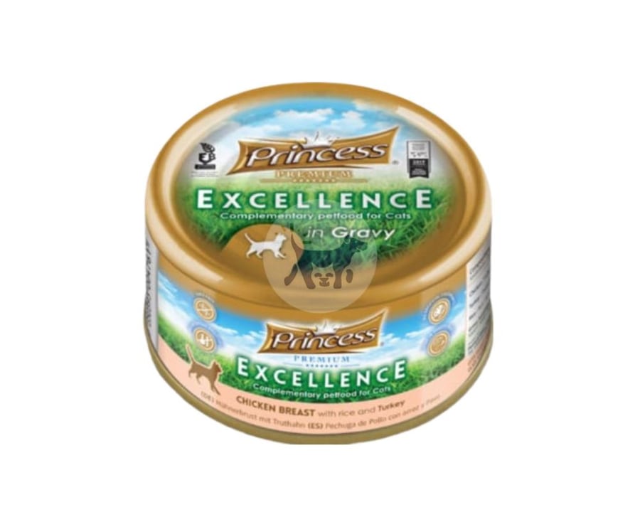 برنسيس طعام رطب للقطط بصدور الدجاج والديك الرومي مع الأرز 70g