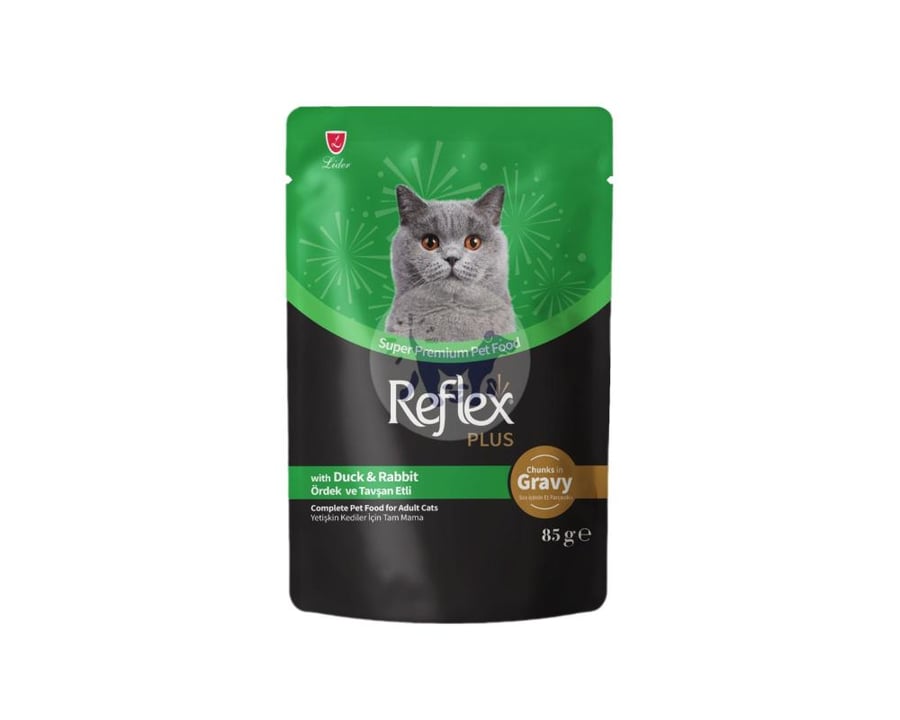 ريفلكس طعام رطب للقطط قطع البط والأرانب في المرق 85g