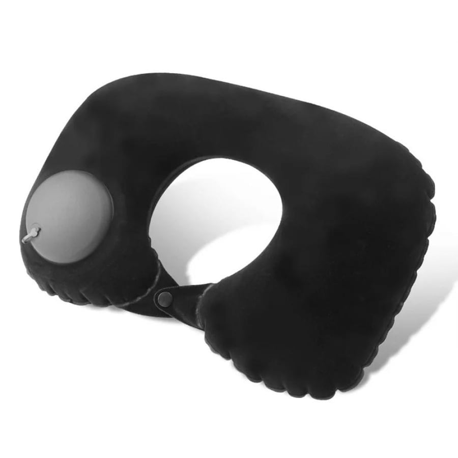 Portable inflatable neck pillow for travel and camping, foldable and storable