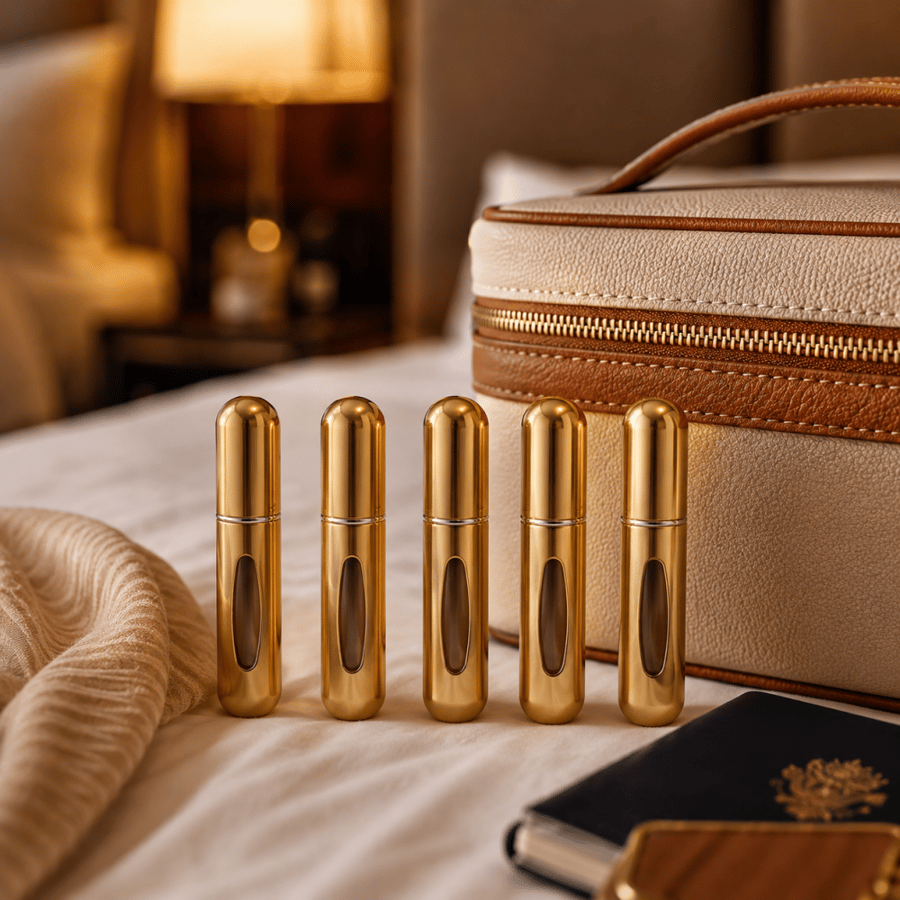 Portable refillable perfume container