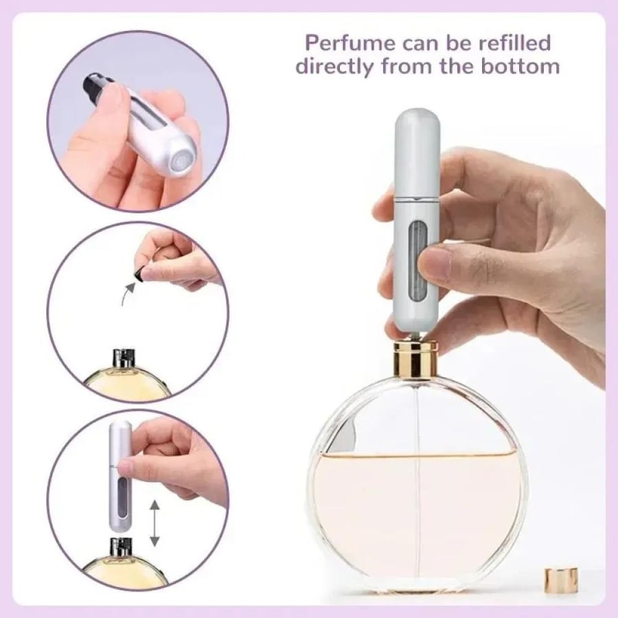 Portable refillable perfume container