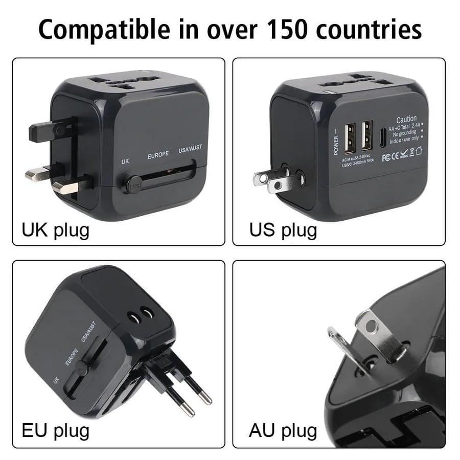 Universal travel adapter – with USB-A ports and USB-C port