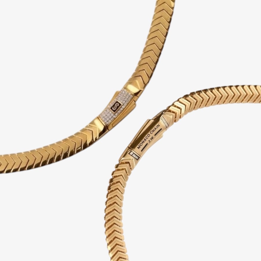 عقد MONACO MERM أصلي ذهب عيار 21 مقاس 8mm قفل زركون