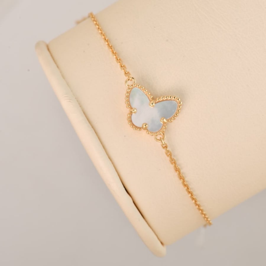 سواره ذهب فراشة بيضاء فان كليف | Van Cleef عيار 18