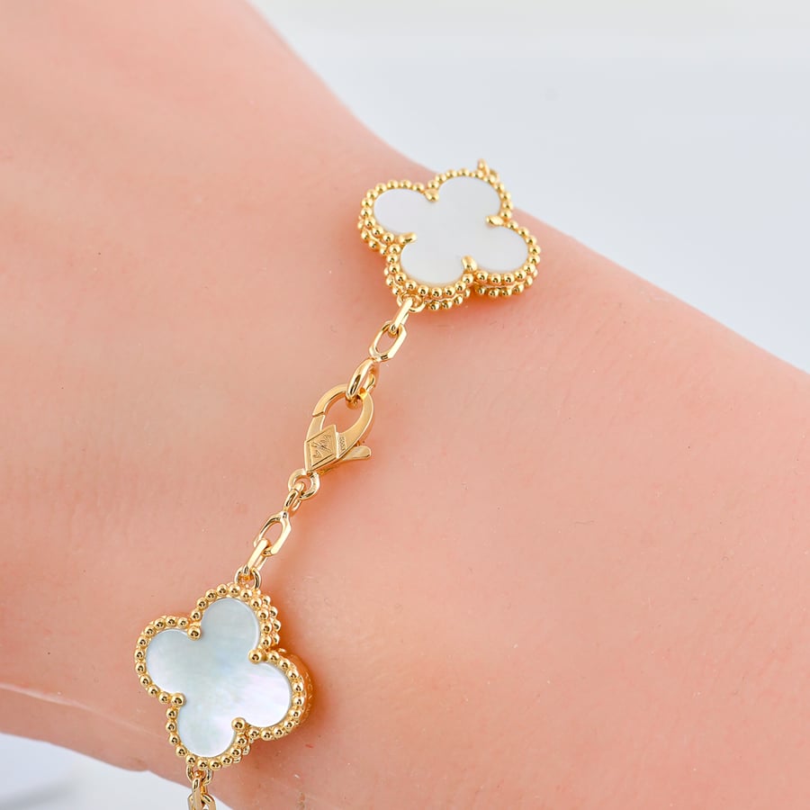 سوارة ذهب فان كليف | Van Cleef عيار 18 سوبر ماستر بحجر صدفي