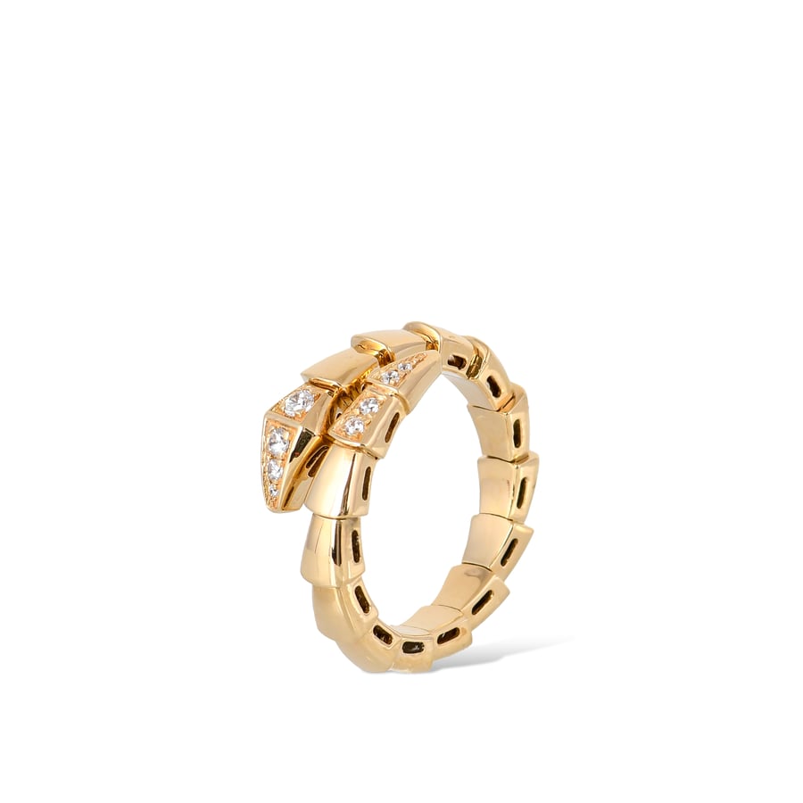 خاتم ذهب بتصميم افعى ذهب بولغاري | BVLGARI عيار 18 مرصع بالزركون