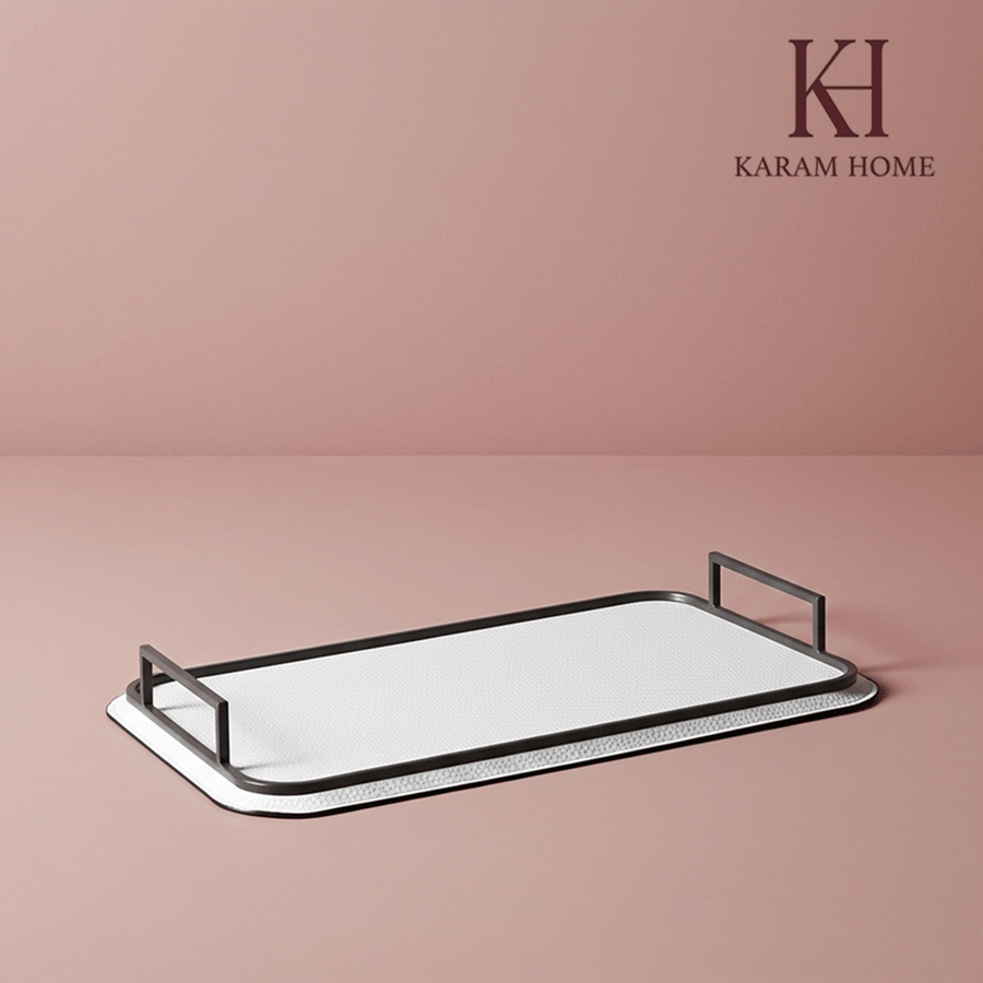 Large size leather serving tray