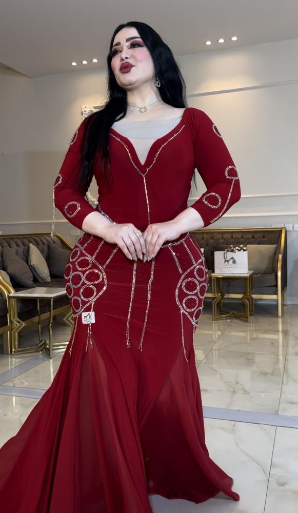 فستان احمر استرتش  كرستال