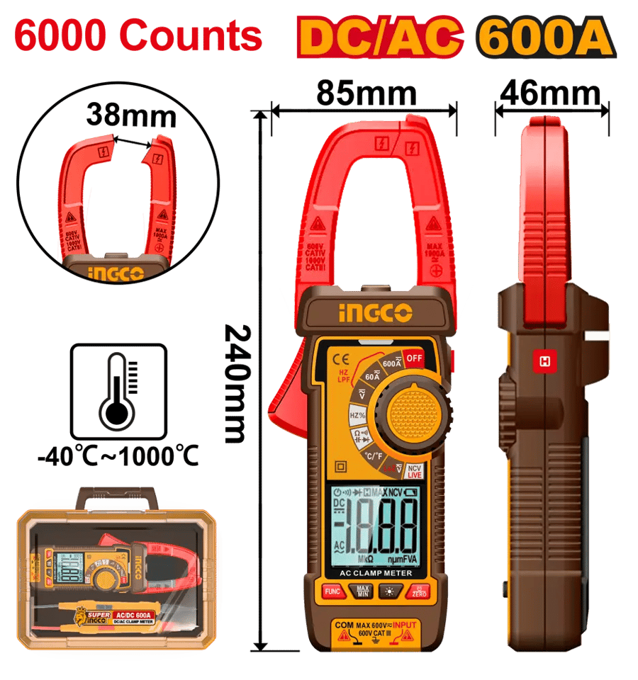 DC/AC clamp meter 600A- 600V جهاز قياس التيار المتردد/ المستمر الرقمي 600 امبير 600 فولت