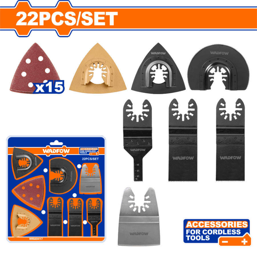 طقم إكسسوارات منشار متعدد 22 قطعة – WADFOW احترافي (Multi Tool Kit)