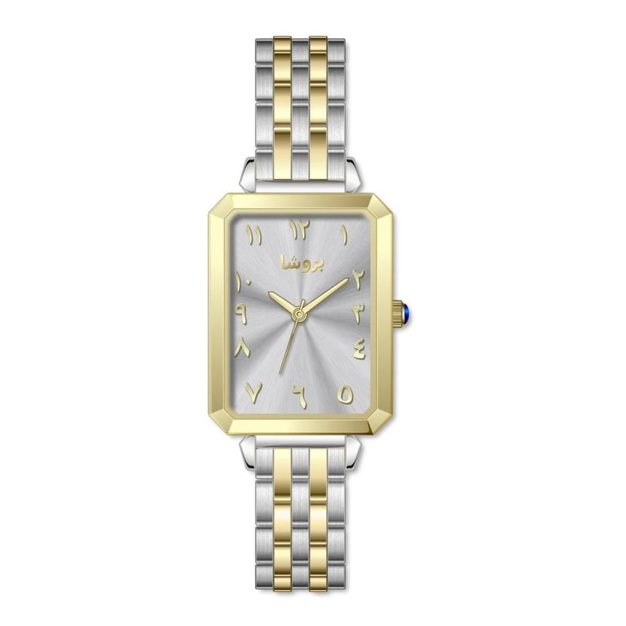Women's watch Brosha gold silver enamel gray