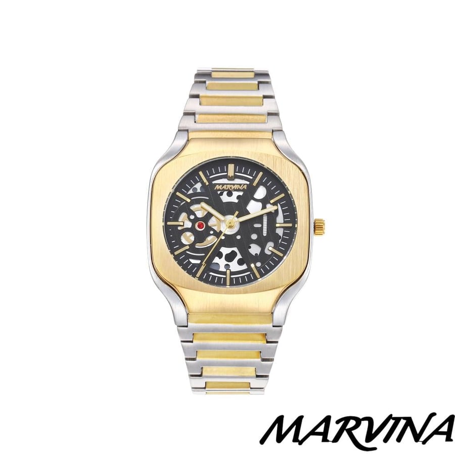 MARVINA men's watch stainless steel silver gold black dial