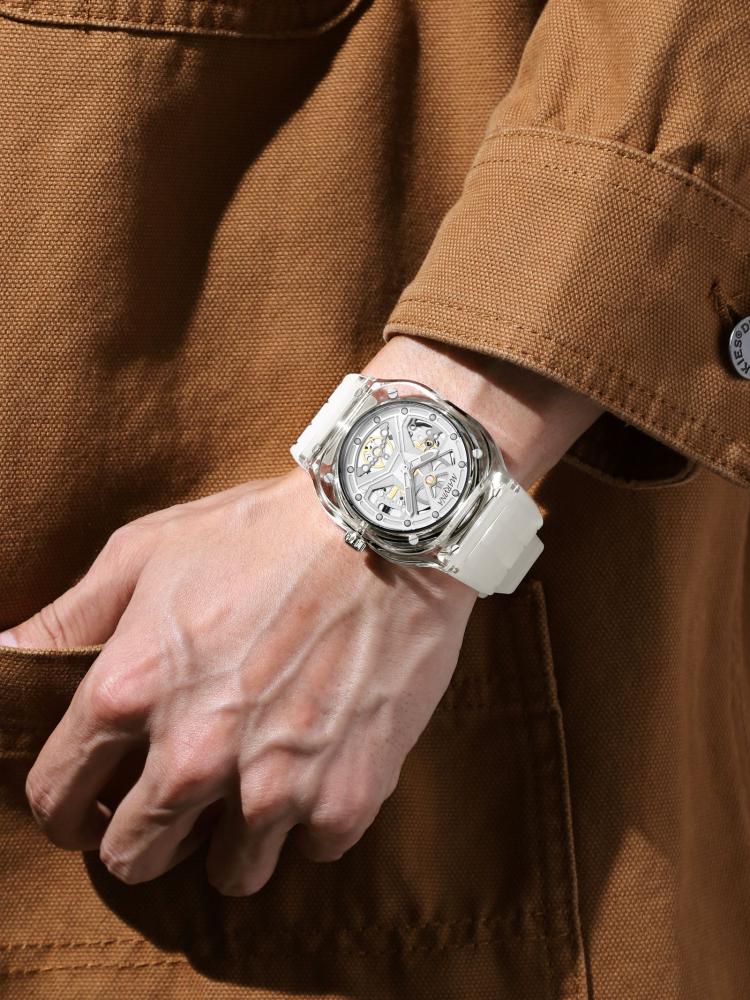 Marvina men's transparent white watch