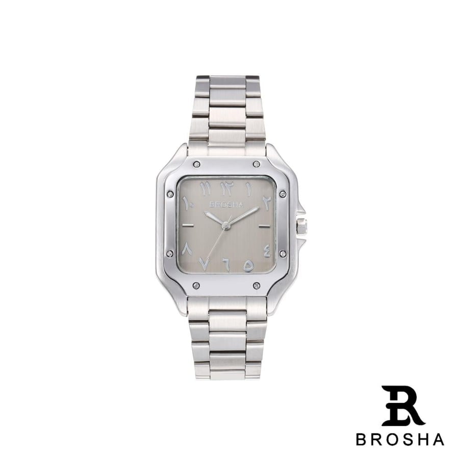 BROSHA men's watch stainless steel silver gray dial