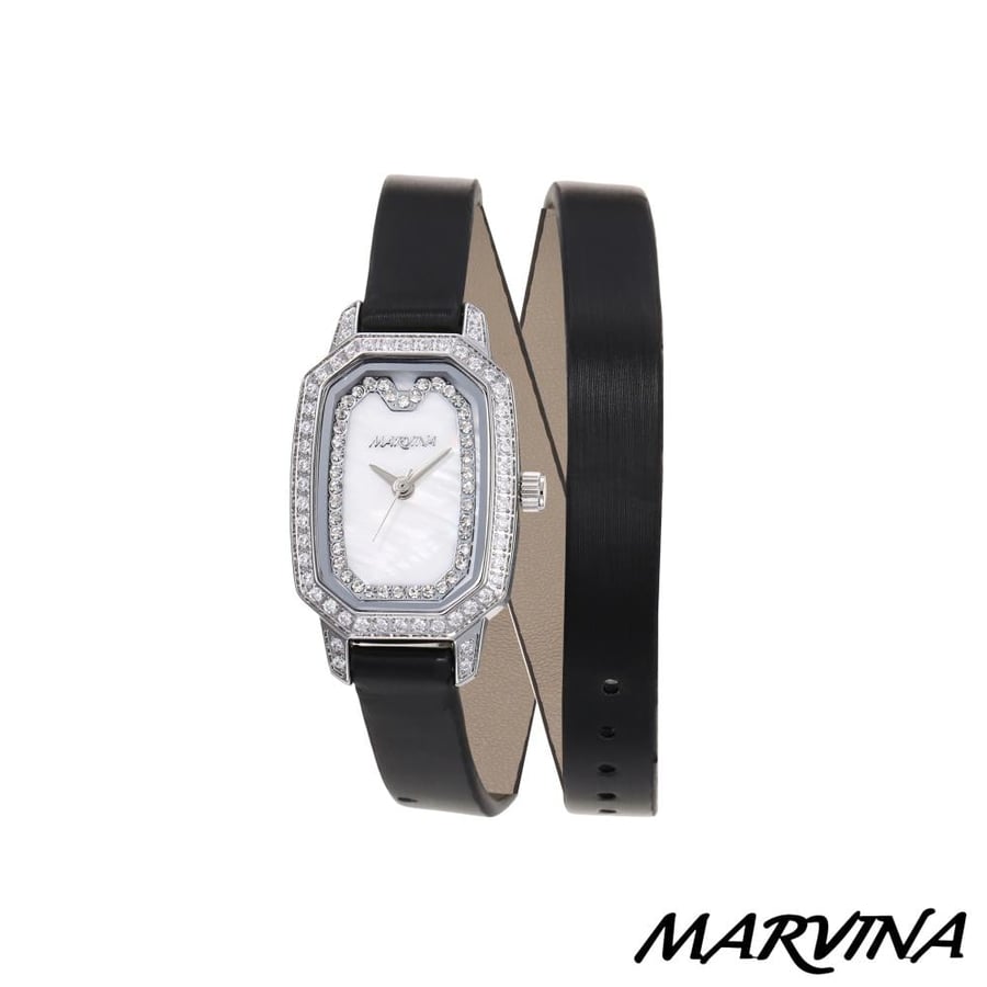 Women's watch, Marfina model, black leather, round