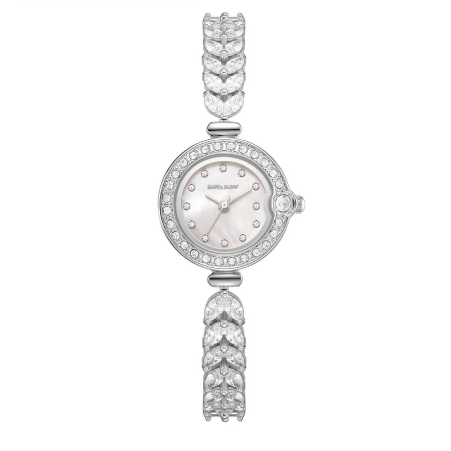 SANTA FADW watch with zircon stones, silver, mother of pearl enamel