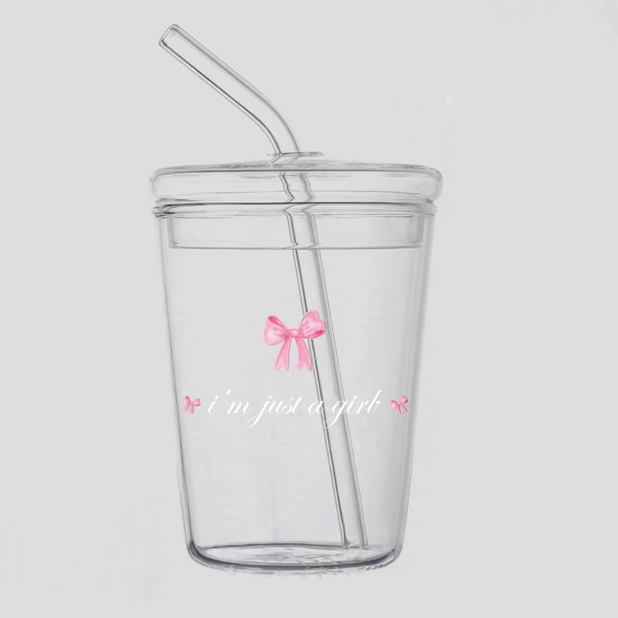 just a girl glass mug ♡︎ كوب  زجاجي