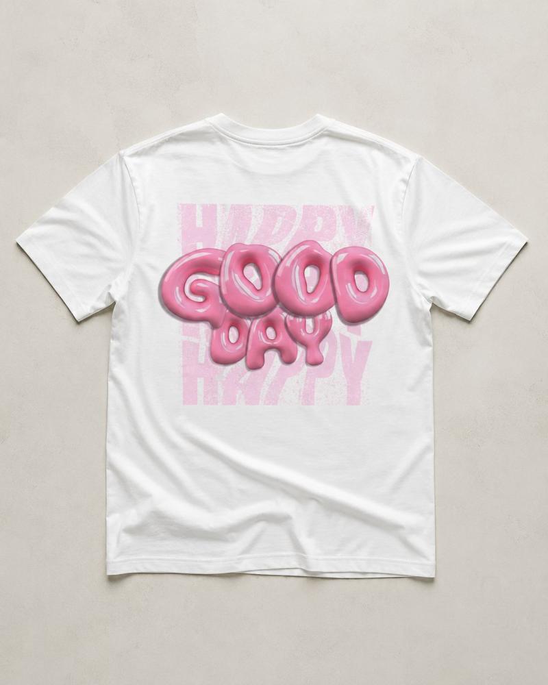 تيشيرت قطن بطباعة بالون وردية – Good Day