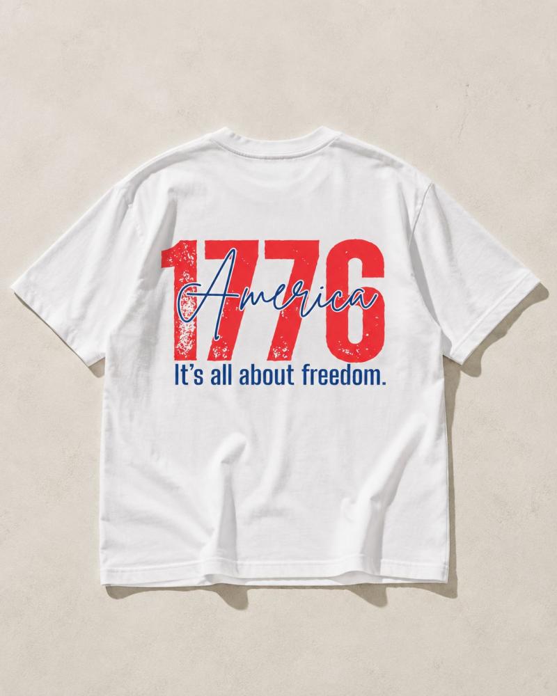 تيشيرت قطن بطباعة فينتج – 1776 America