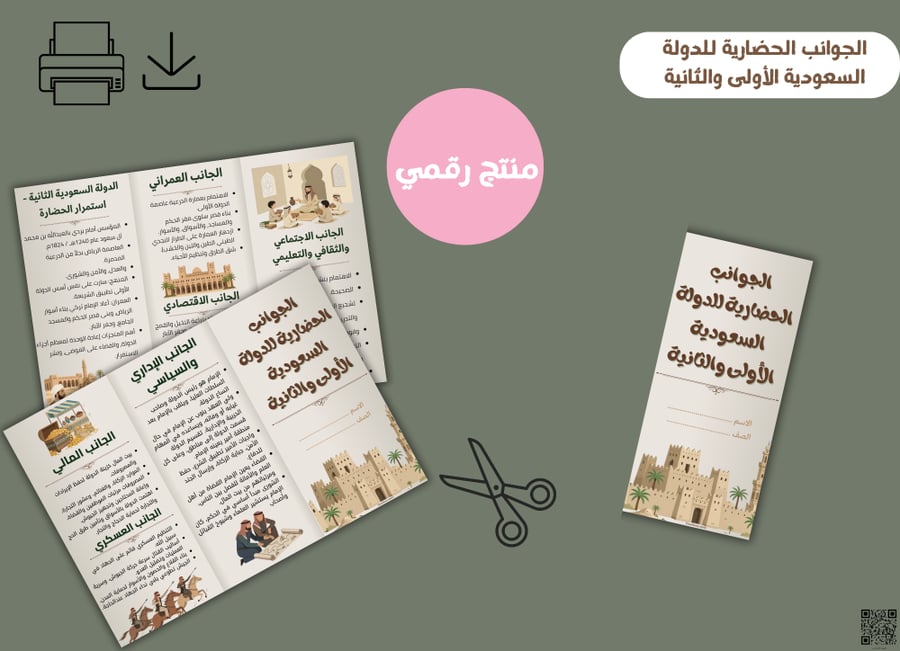 مطوية  الجوانب الحضارية للدولة السعودية الأولى والثانية  -جاهزه للطباعه